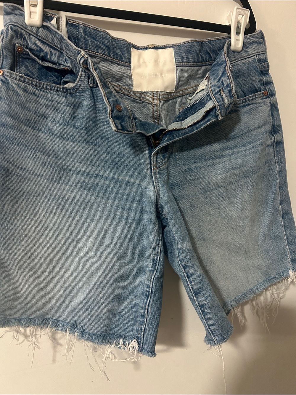 MOTHER Light Blue Denim Boyfriend Cutoff Shorts